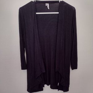 Black draped open front cardigan